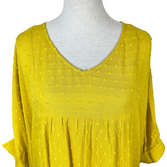 Hailey & Co. Sunshine Yellow Swiss Dot Textured Oversized Relaxed Fit Top - Picture 3 of 9
